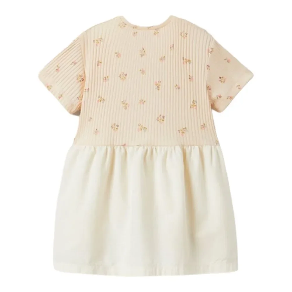 Zara Kids Ecru Floral Ribbed Knit Dress NWT 18-24M